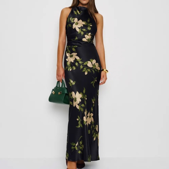 NEW NWT Reformation Anaiis Silk Maxi Dress Gown Mood for Love - Picture 5 of 9